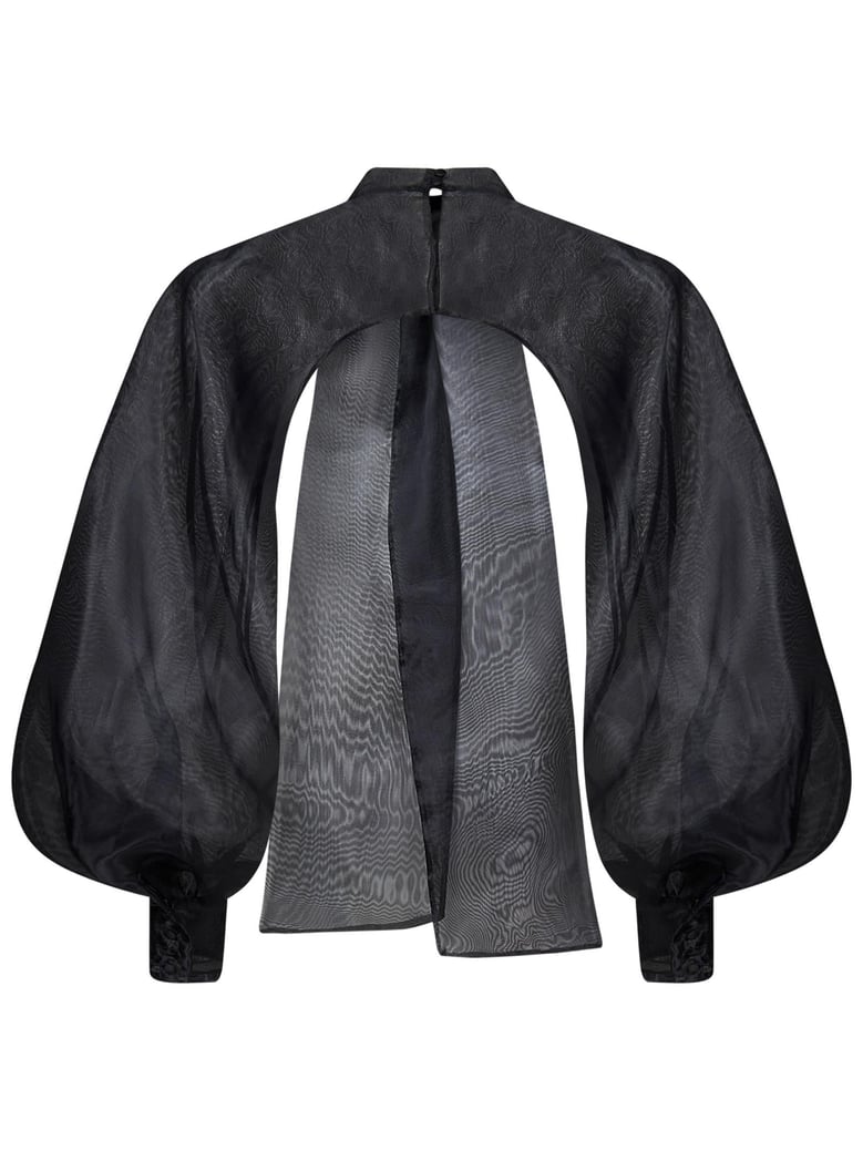 shirt with lavallière tie black by Selfnex