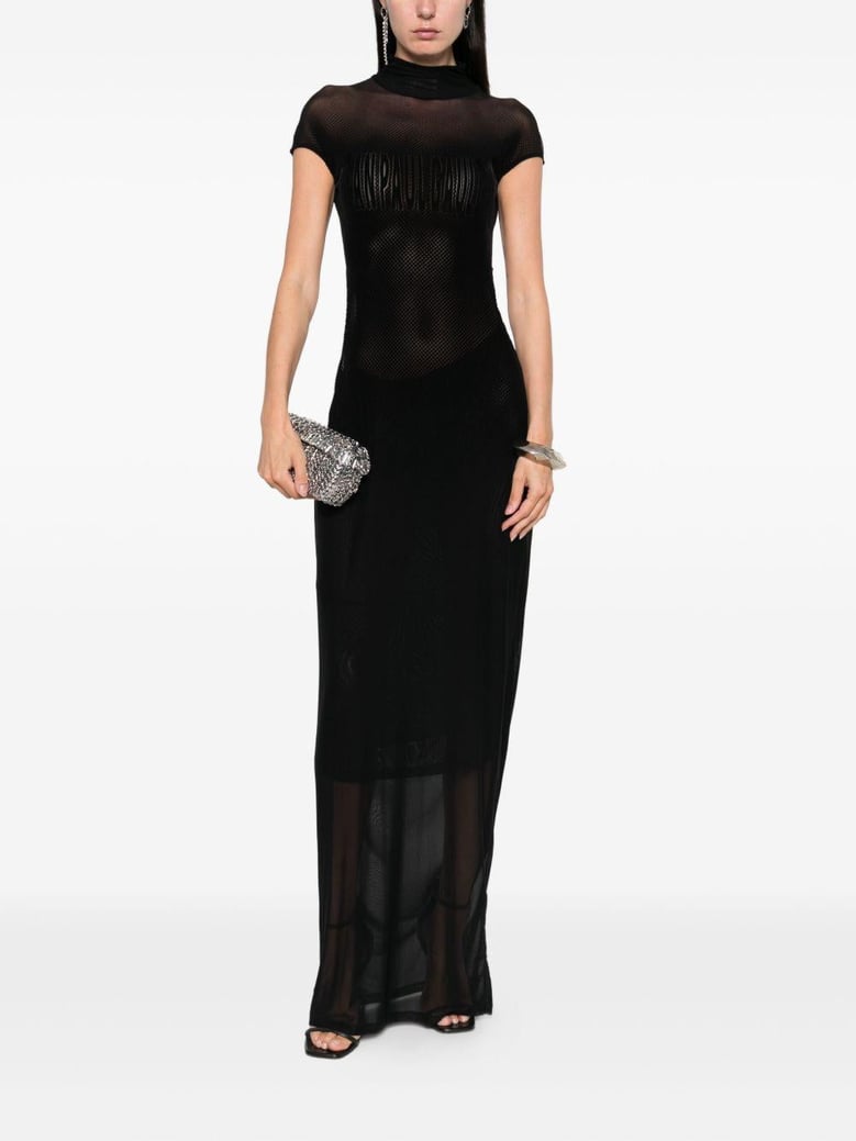 dress with draped neck and short sleeves by Selfnex