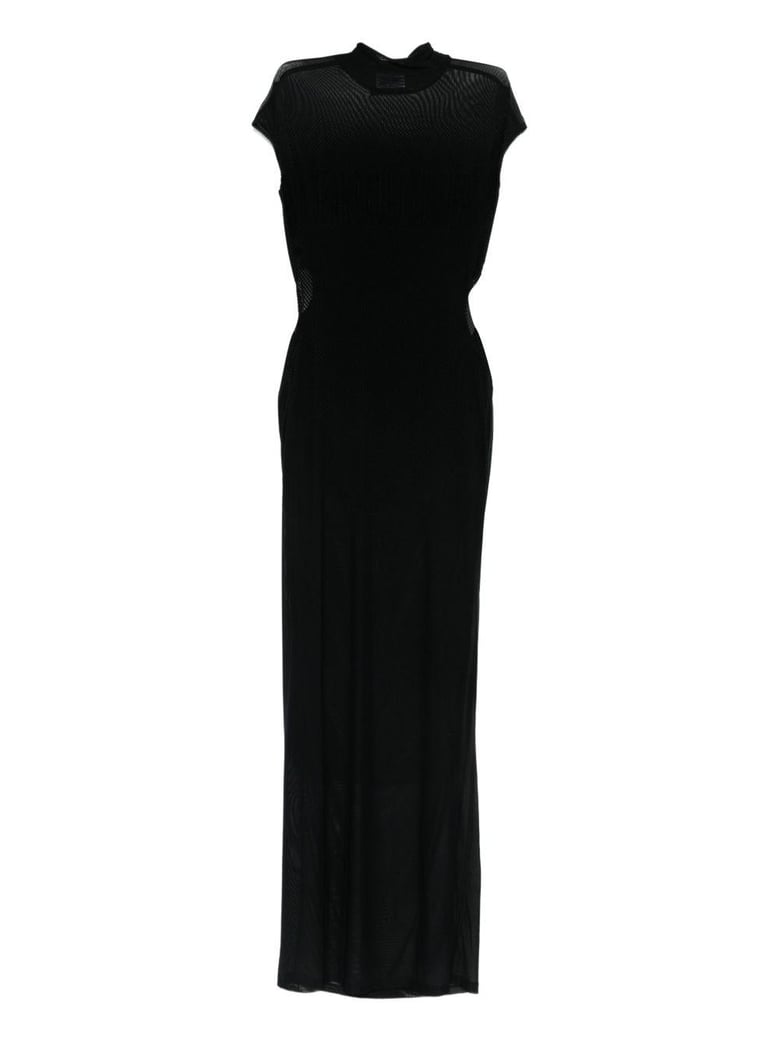dress with draped neck and short sleeves by Selfnex