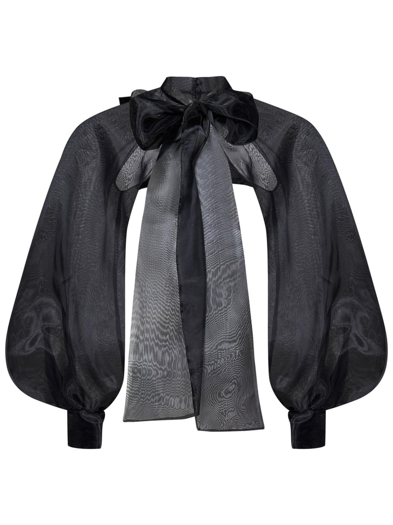 shirt with lavallière tie black by Selfnex