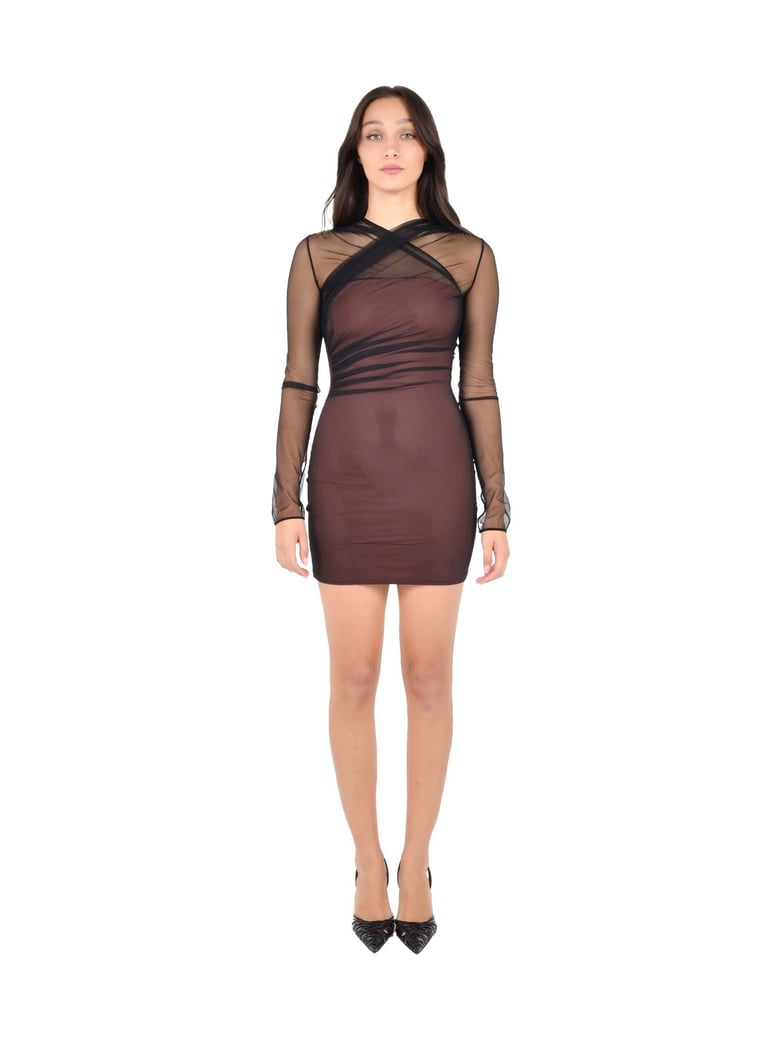 dress with draped tulle & crepe slip by Selfnex