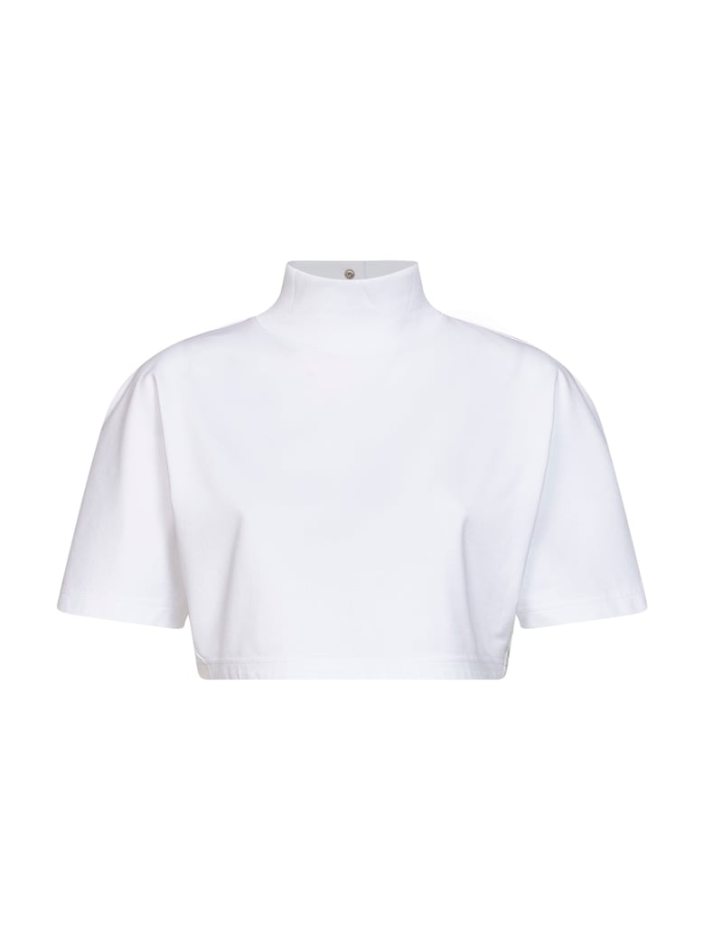 cropped jersey t-shirt white by Selfnex