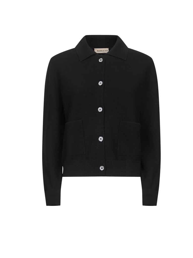 knit cardigan black virgin wool by Selfnex