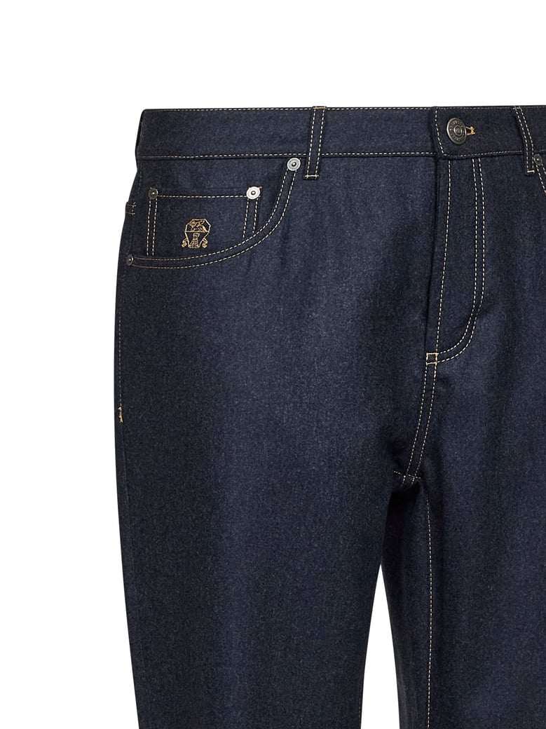trousers virgin wool flannel blue by Selfnex