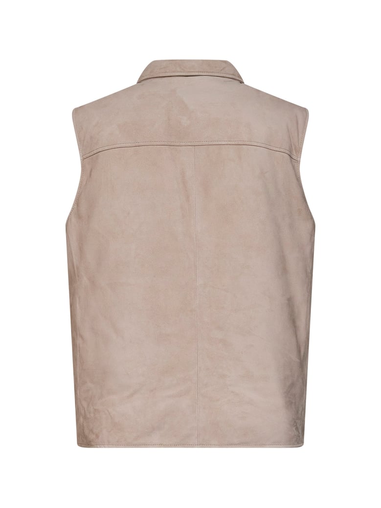 padded vest in suede — mud by Selfnex
