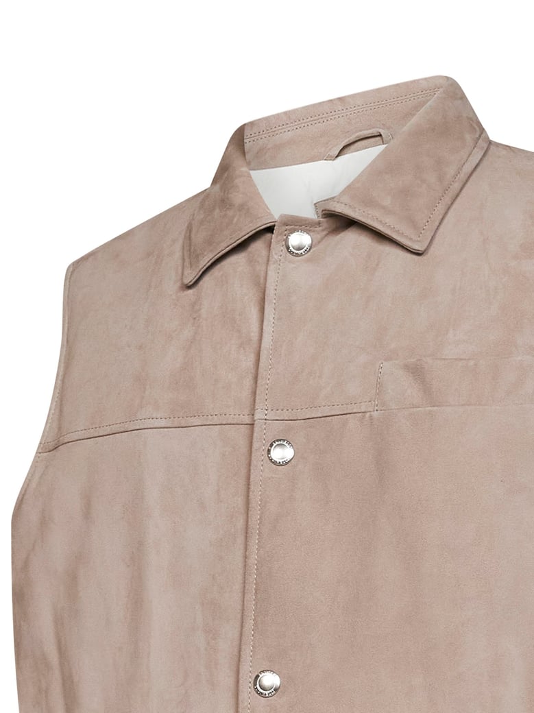 padded vest in suede — mud by Selfnex