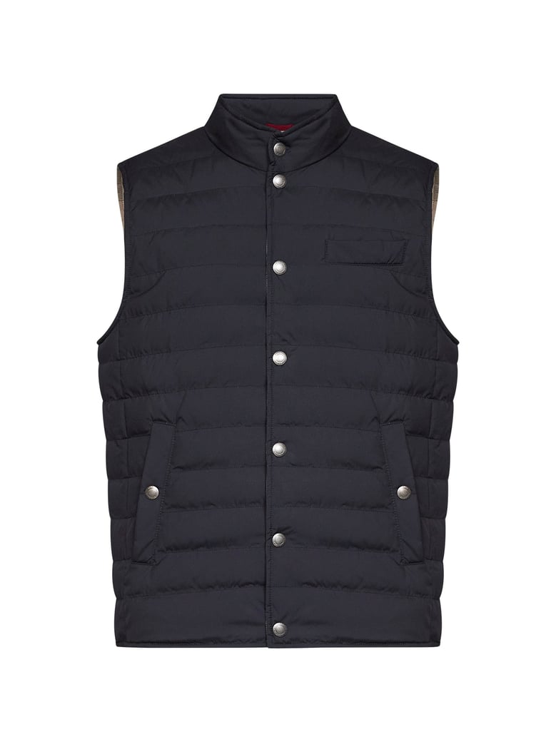 padded vest navy blue nylon by Selfnex