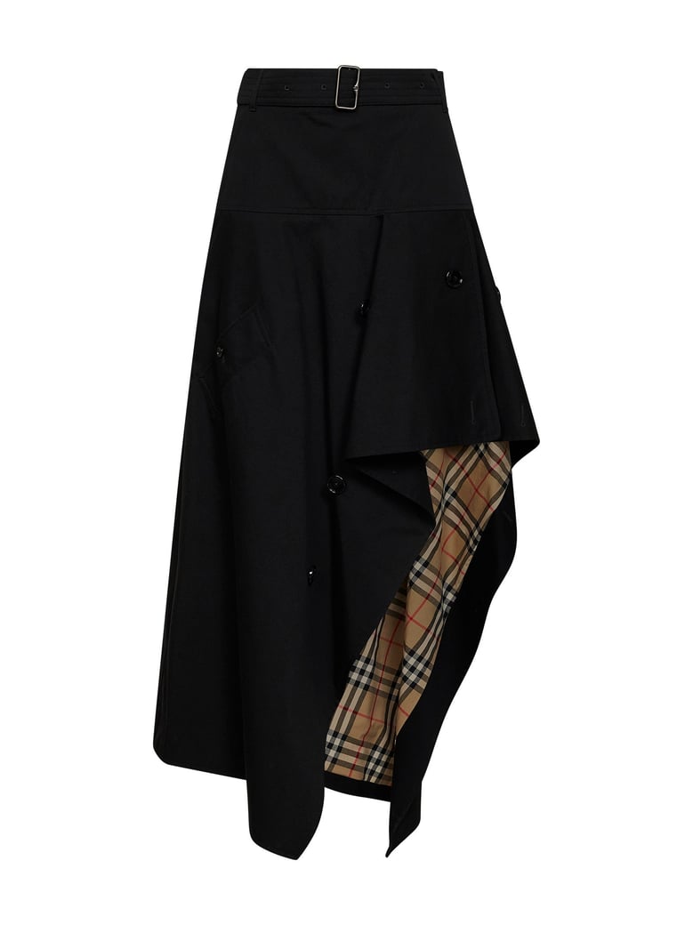 skirt asymmetric cotton trench with belt by Selfnex