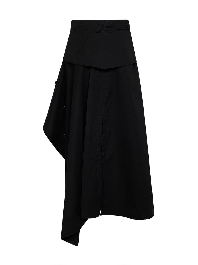 skirt asymmetric cotton trench with belt by Selfnex