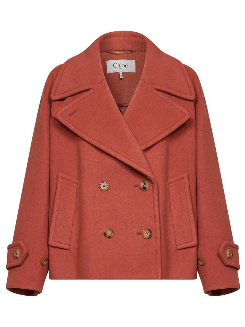 short wool-blend coat cedar pink by Selfnex