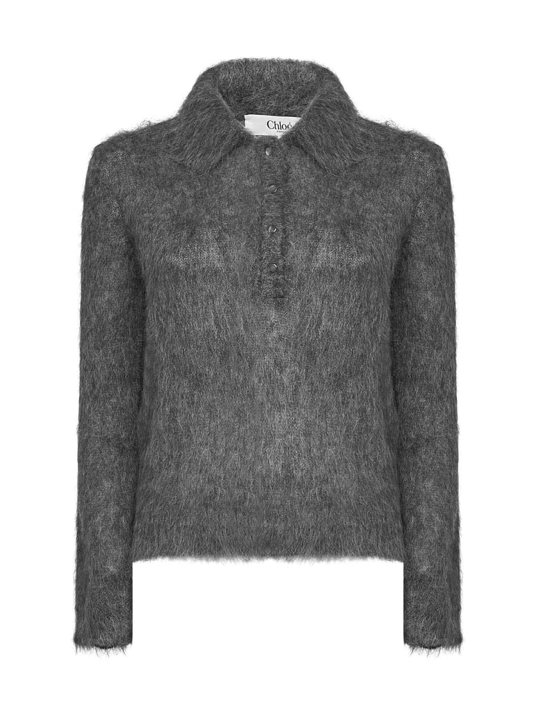 polo shirt smoky grey alpaca-blend by Selfnex