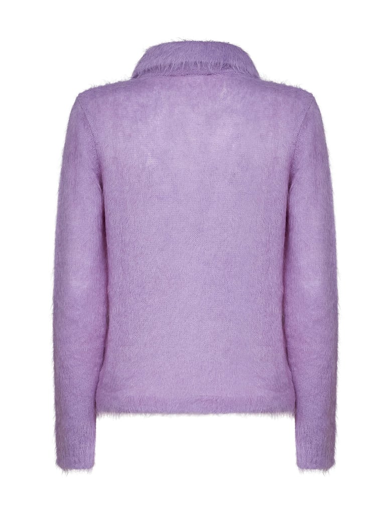 alpaca-blend knit polo lilac by Selfnex