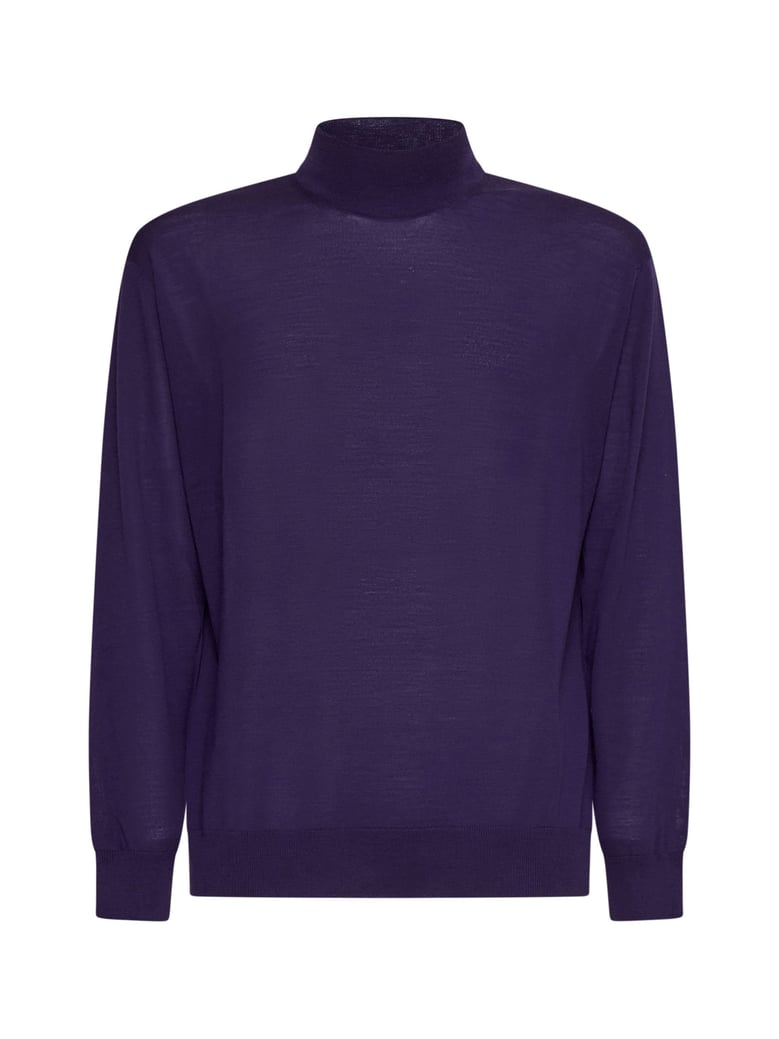 mock neck sweater purple by Selfnex