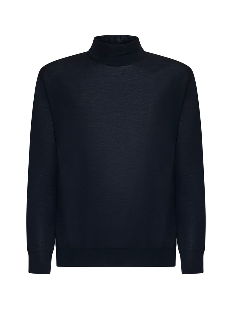 sweater blue virgin wool mock neck by Selfnex