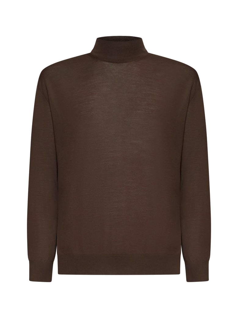 sweater brown virgin wool mock neck by Selfnex