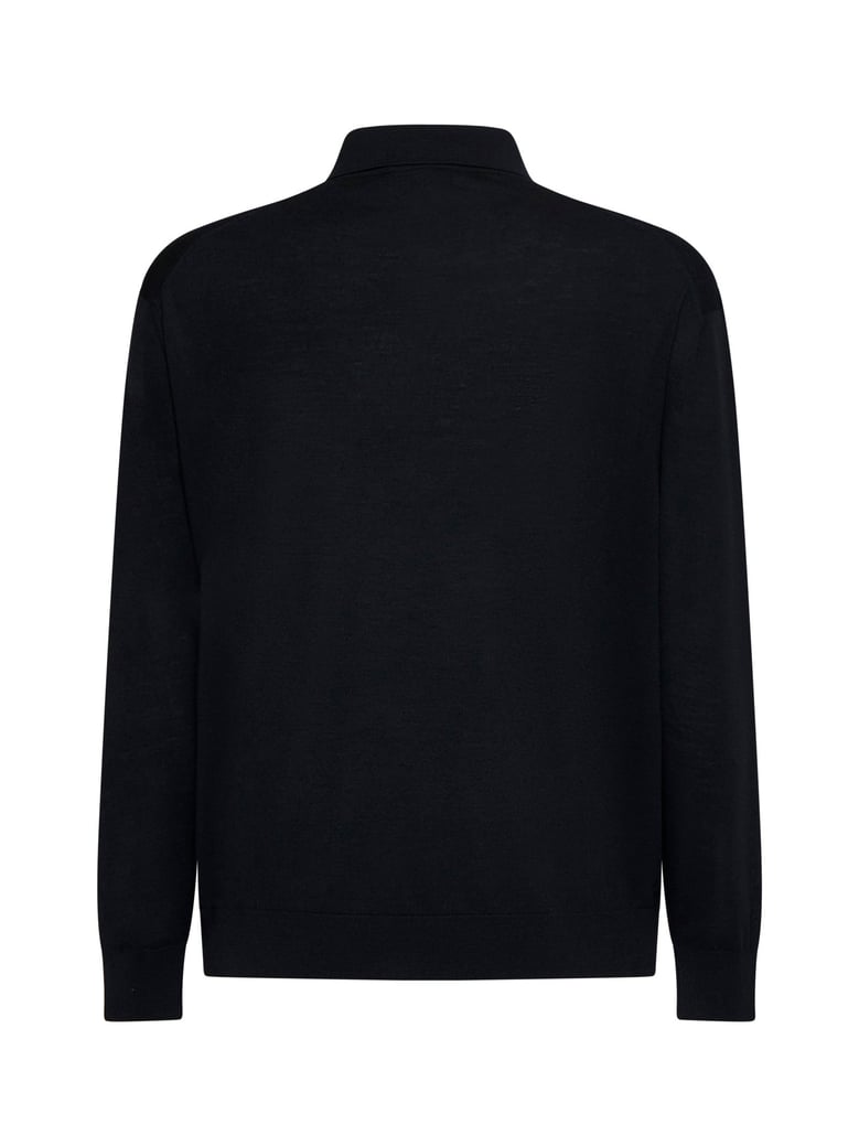 polo shirt black virgin wool by Selfnex