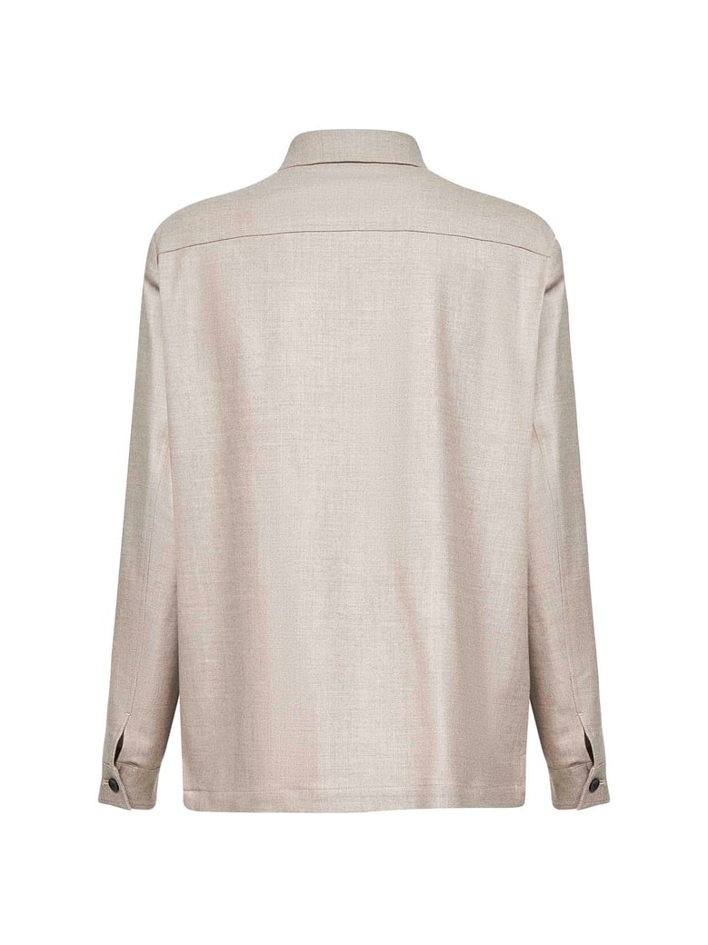 chet shirt jacket beige by Selfnex