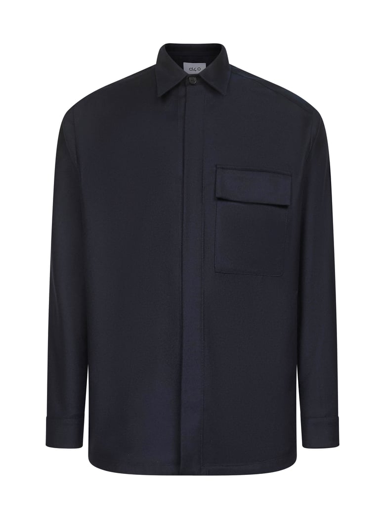 shirt jacket blue virgin wool by Selfnex