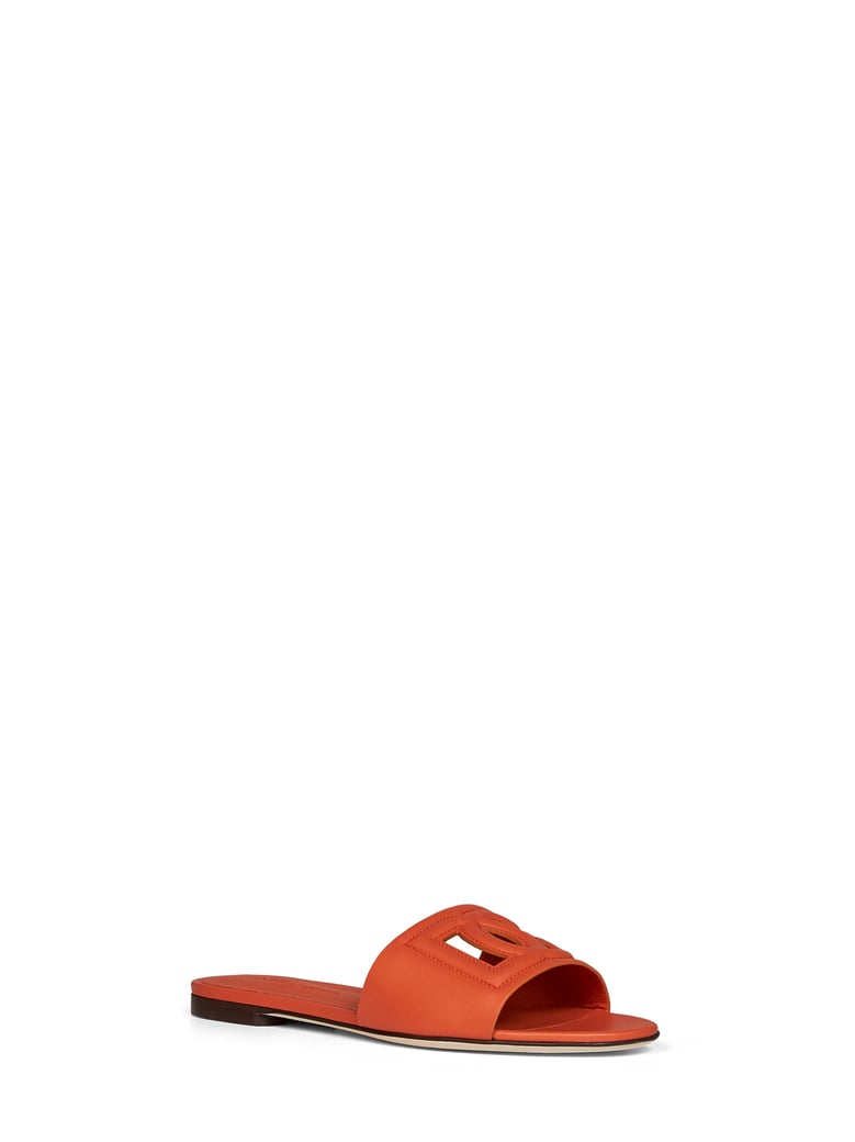 slide sandals orange calf leather by Selfnex