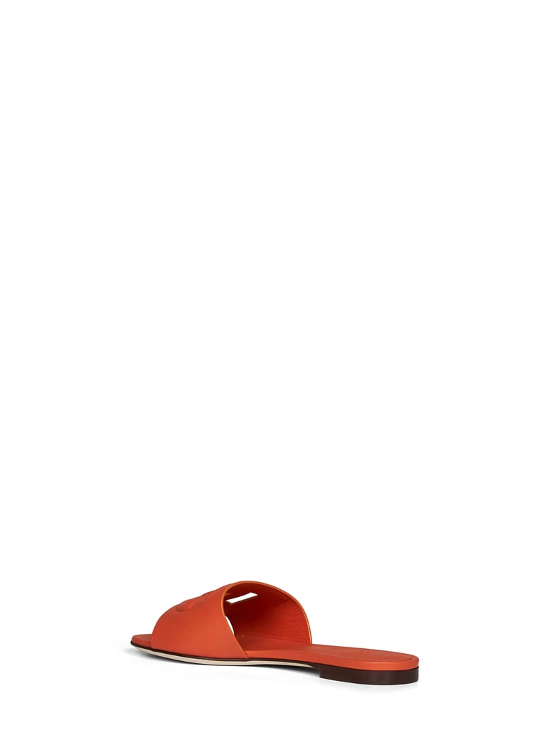 slide sandals orange calf leather by Selfnex