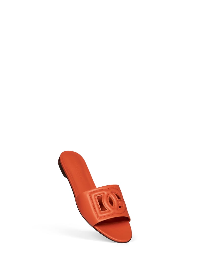 slide sandals orange calf leather by Selfnex