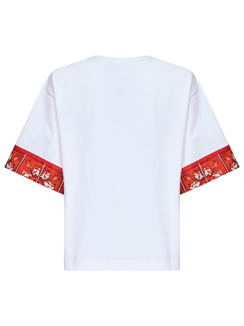 jersey t-shirt with maiolica-print scarf, white by Selfnex