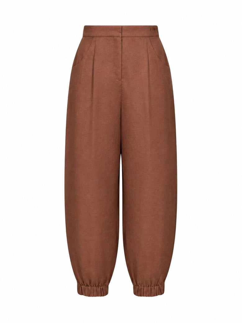 trousers high-rise linen-cotton, brown by Selfnex