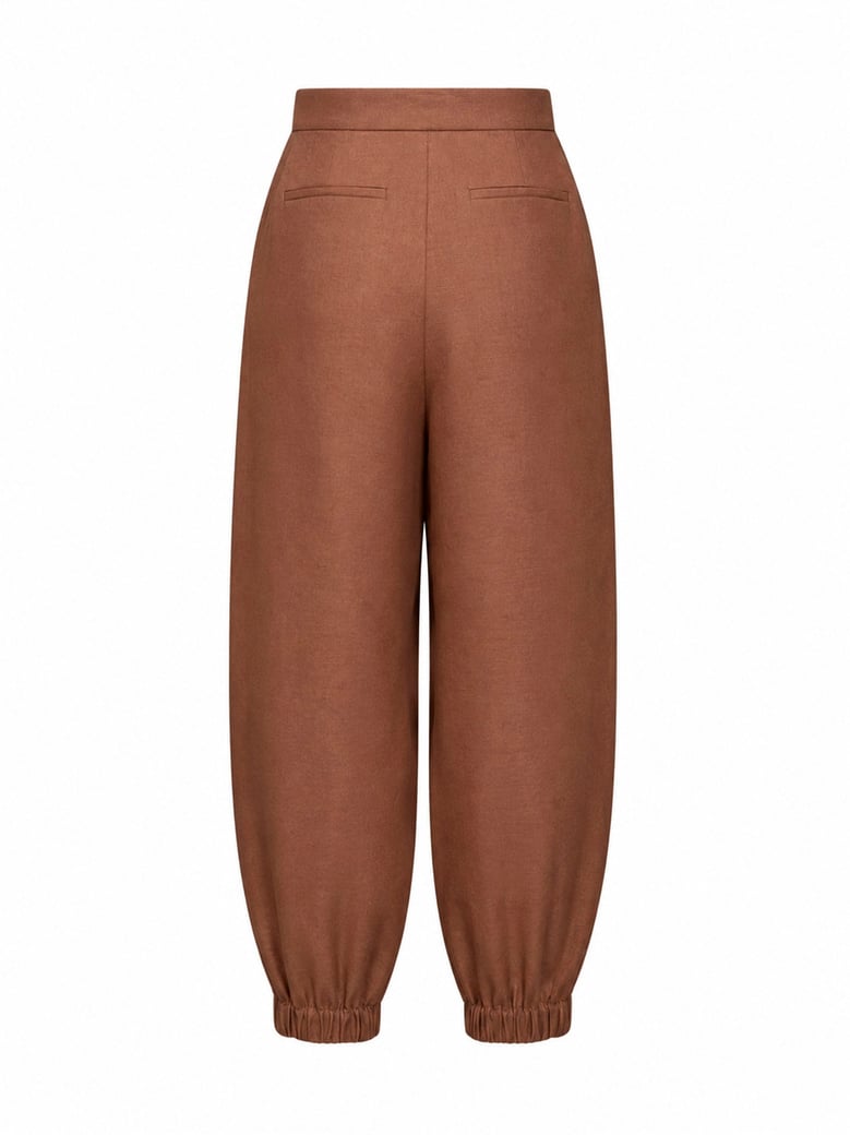 trousers high-rise linen-cotton, brown by Selfnex