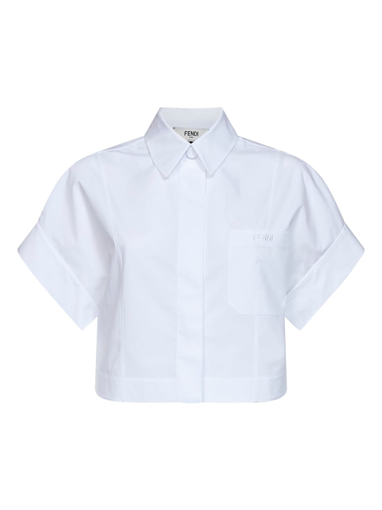 shirt cropped cotton poplin white by Selfnex