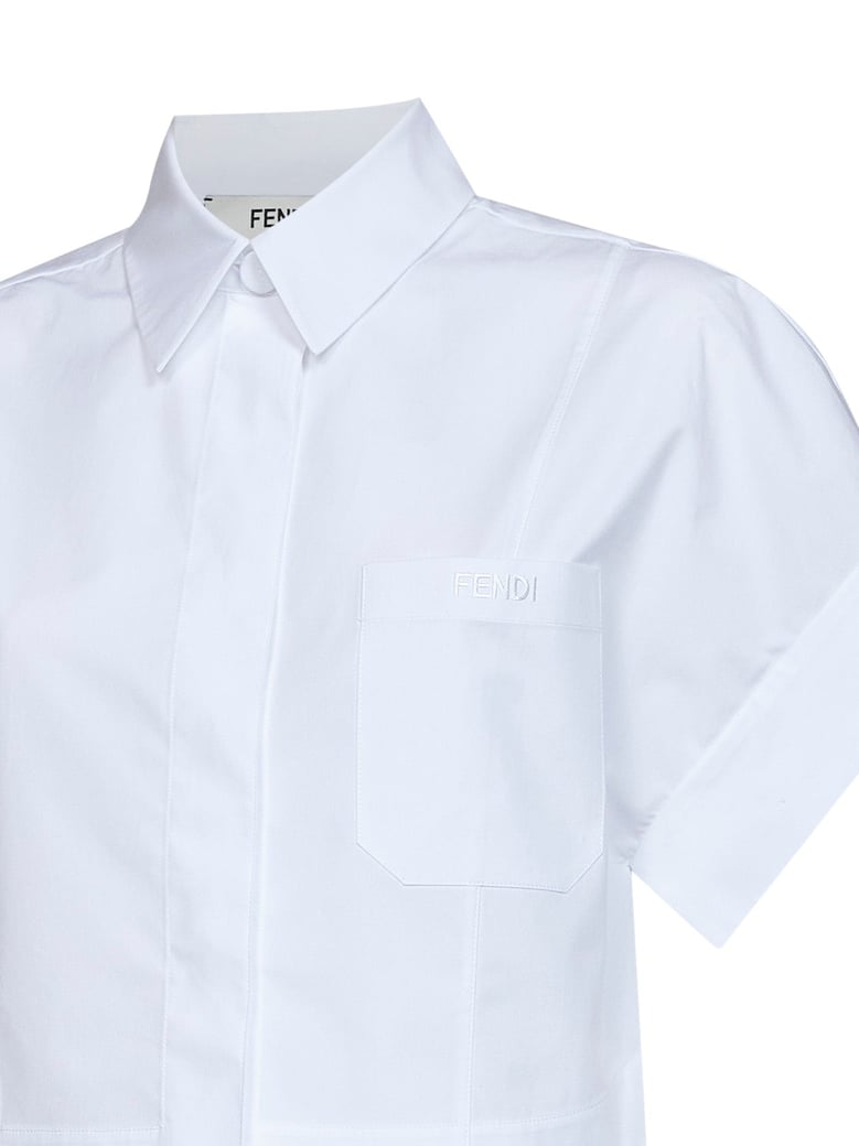 shirt cropped cotton poplin white by Selfnex