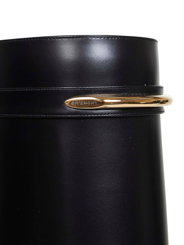 knee-high boots shark pinch black leather by Selfnex