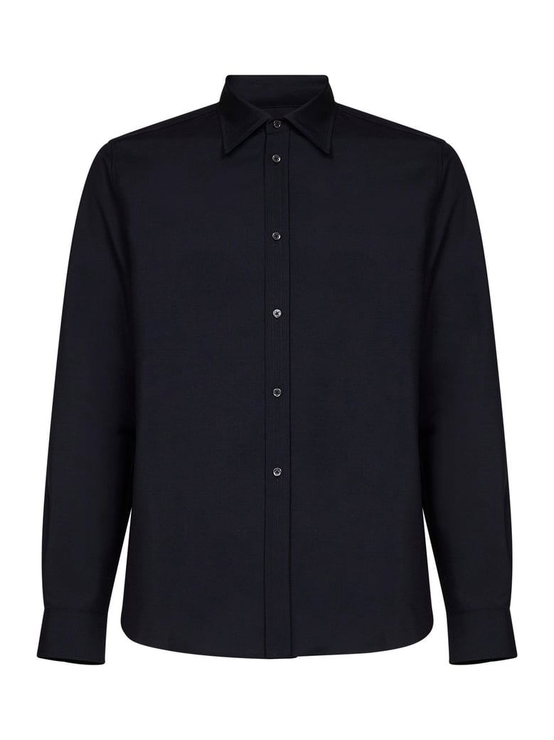 shirt dark blue wool-mohair canvas by Selfnex