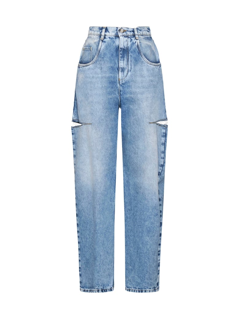 jeans high-waisted wide-leg cut-out blue by Selfnex