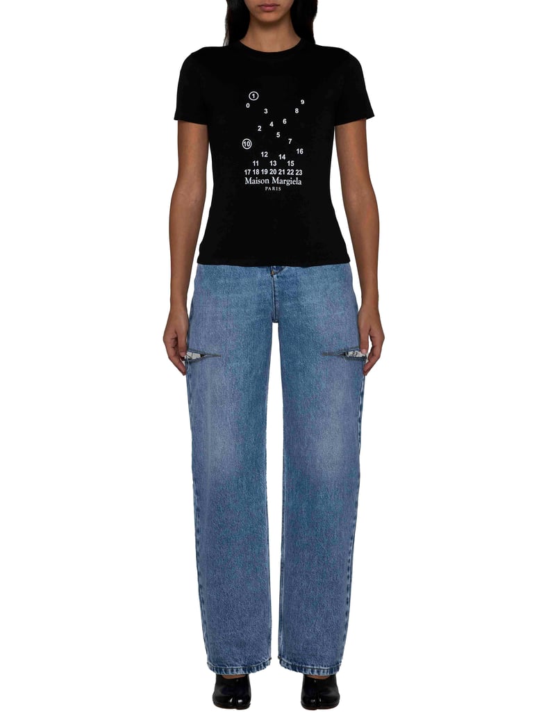 jeans high-waisted wide-leg cut-out blue by Selfnex