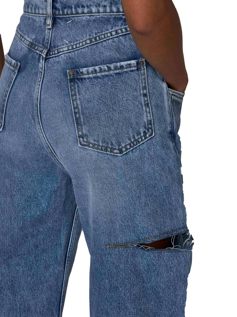 jeans high-waisted wide-leg cut-out blue by Selfnex