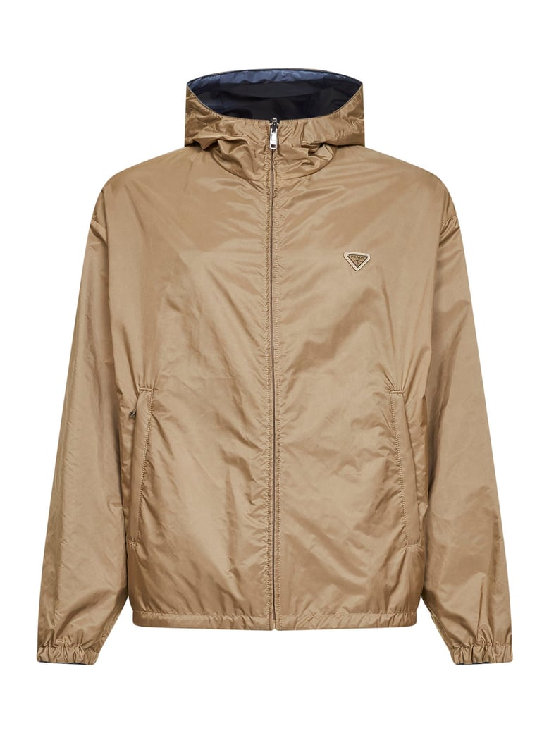 hooded reversible re-nylon jacket camel by Selfnex