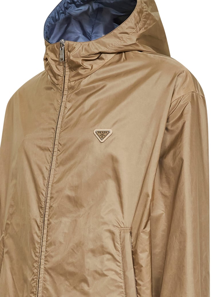 hooded reversible re-nylon jacket camel by Selfnex
