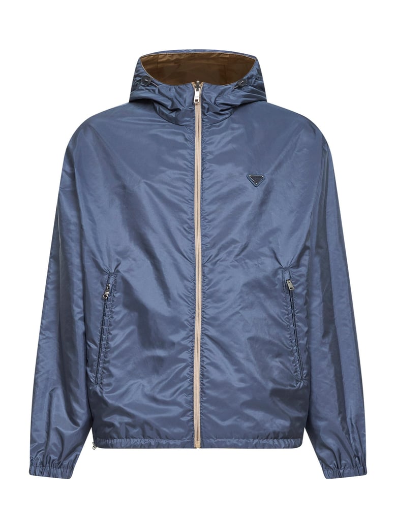 hooded reversible re-nylon jacket camel by Selfnex