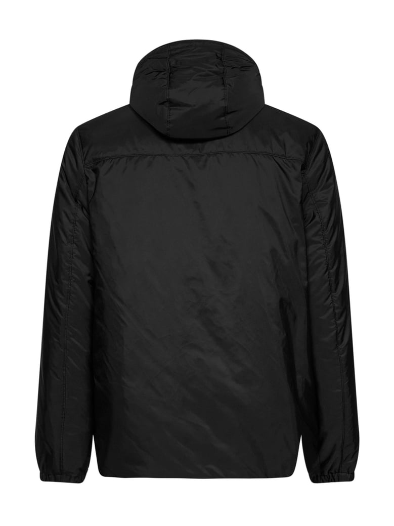 hooded down jacket re-nylon black by Selfnex