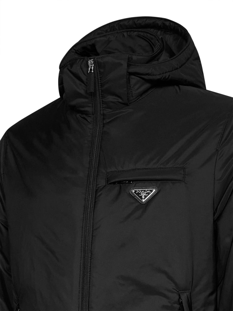 hooded down jacket re-nylon black by Selfnex