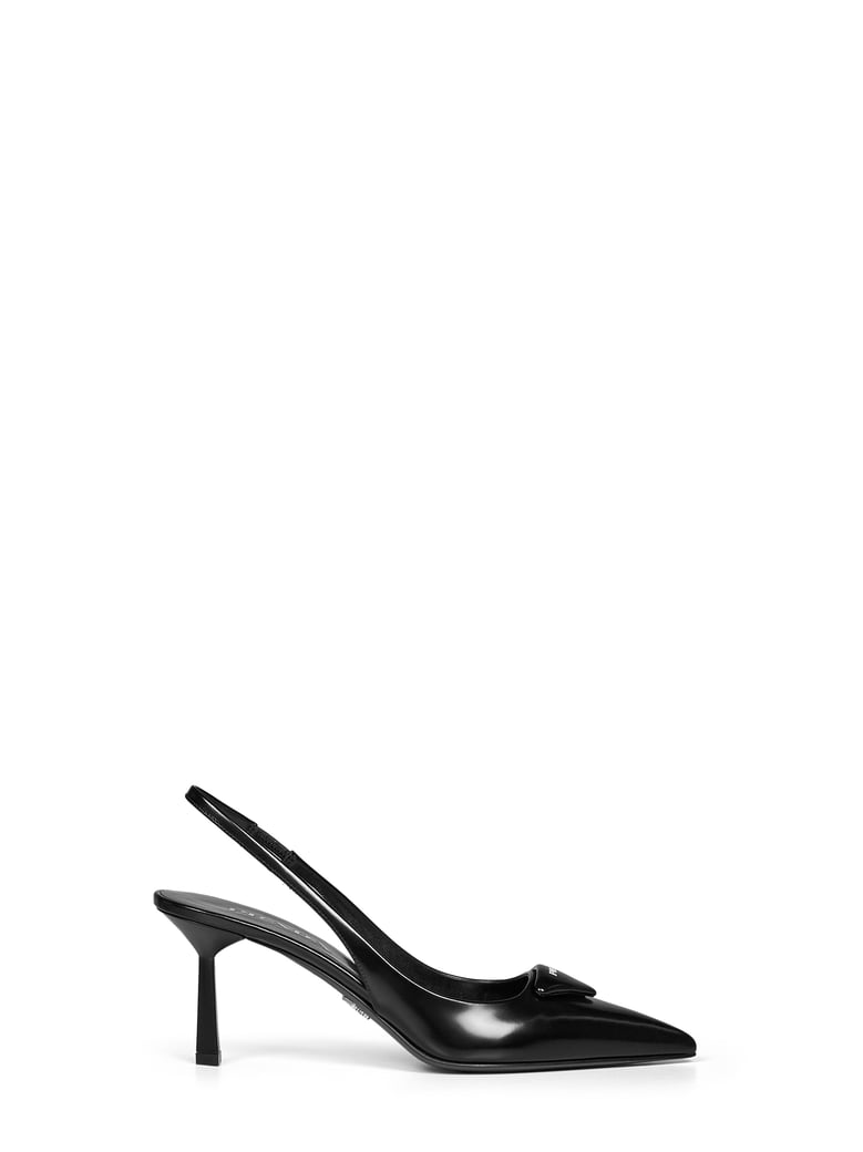 slingback pumps brushed black leather by Selfnex