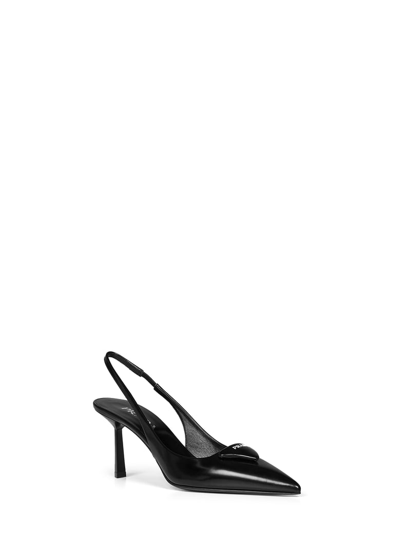 slingback pumps brushed black leather by Selfnex