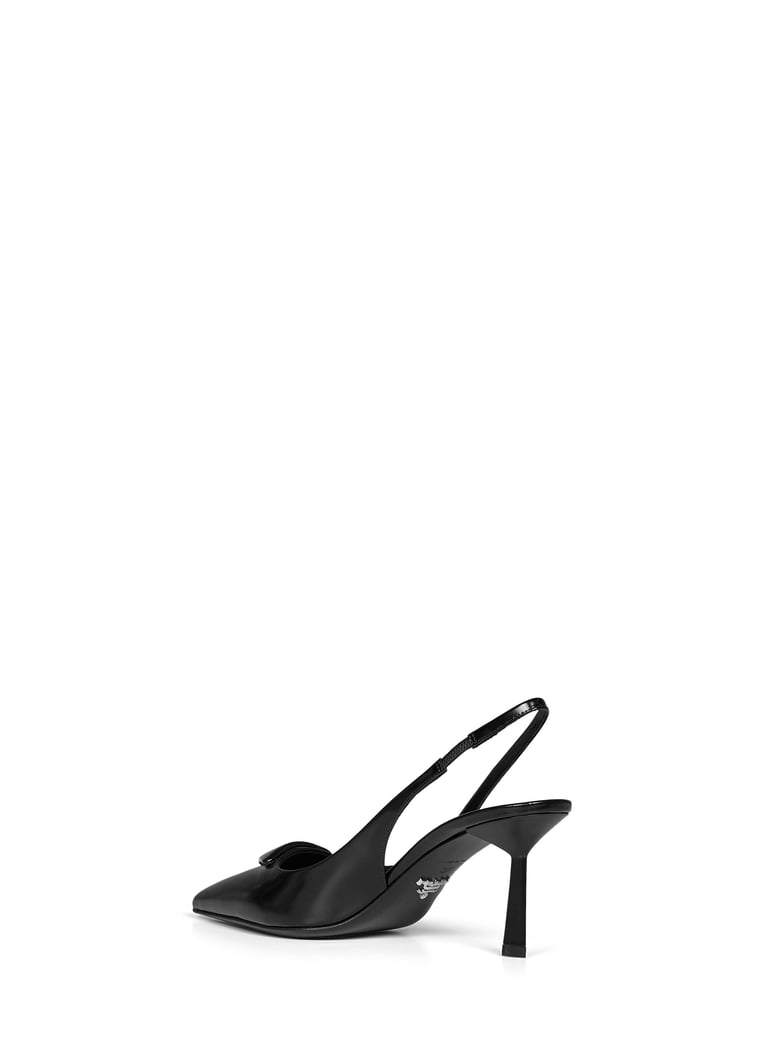 slingback pumps brushed black leather by Selfnex