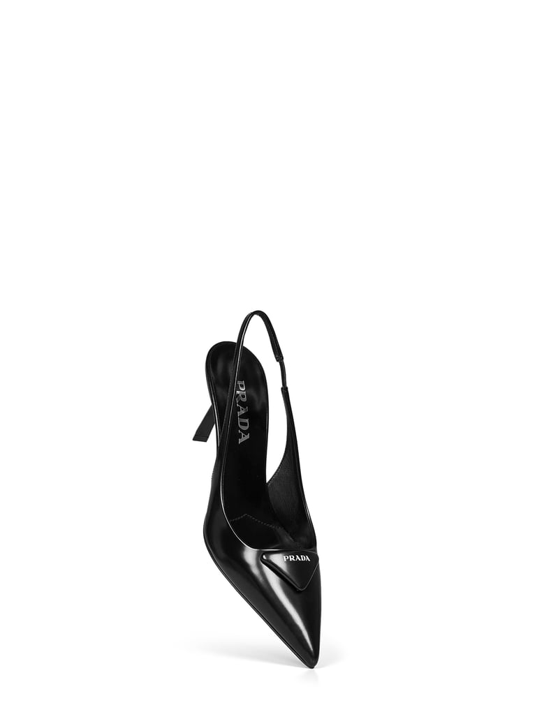 slingback pumps brushed black leather by Selfnex