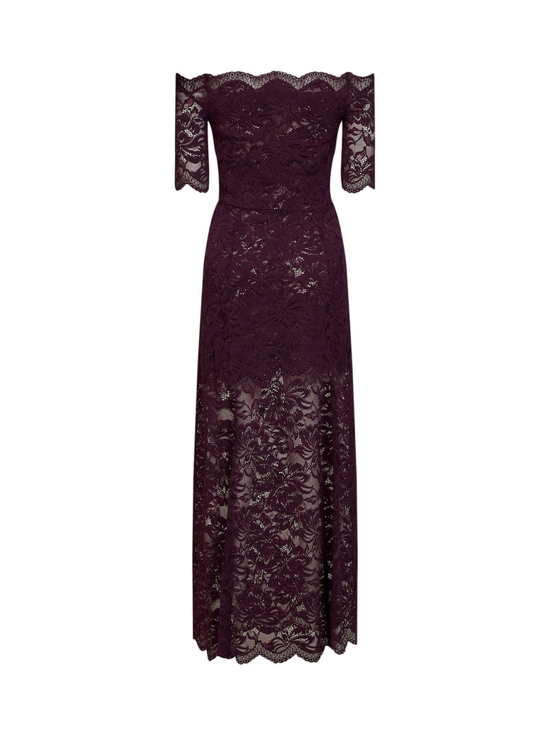layered lace long dress magenta purple by Selfnex