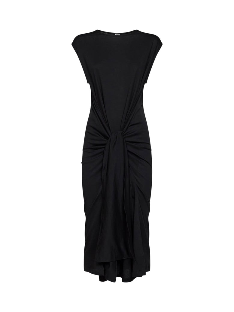 jersey tie-waist midi dress by Selfnex