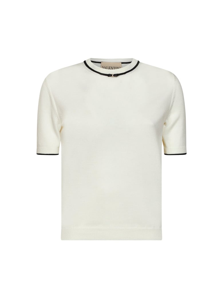 wool sweater with vlogo ivory by Selfnex