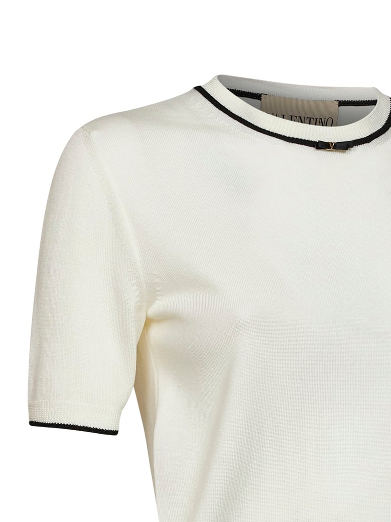 wool sweater with vlogo ivory by Selfnex