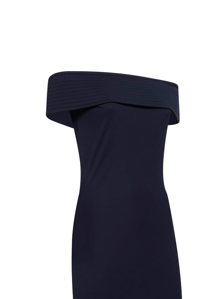 dress off-the-shoulder jersey blue by Selfnex