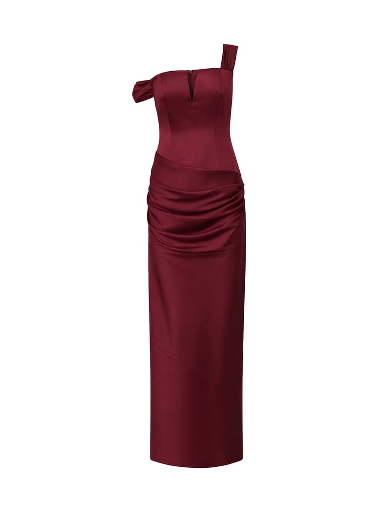 dress port satin crepe bordeaux by Selfnex